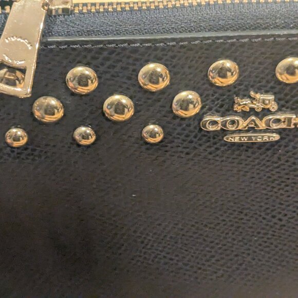 Coach Leather Slim Crossbody Bag with Gold Studs and Hardware-Midnight - Picture 6 of 8